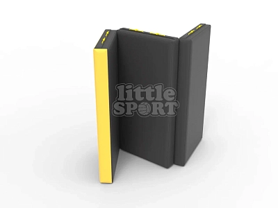 картинка Мат кожзам LittleSport (100х150х10см) складной в 3 сложения черный/желтый от магазина БэбиСпорт