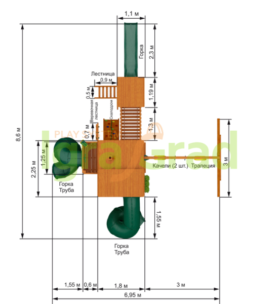 картинка Детская площадка IgraGrad "Великан 3" (Макси) от магазина Лазалка
