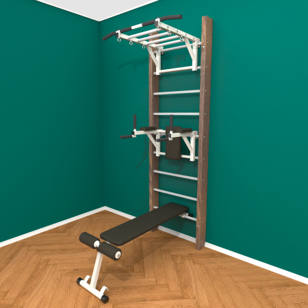 картинка Брашированная шведская стенка "Кастерли" Классик РБС (Белые ступени) от магазина Лазалка