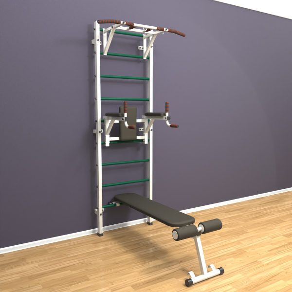 картинка Шведская стенка «LittleSport» White Pull-Up 3.0 зеленые ступени от магазина Лазалка