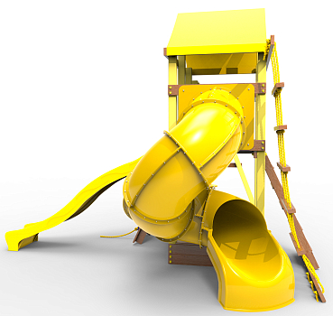 Детская игровая площадка Пикник  "Элит" с винтовой трубой (желтый)