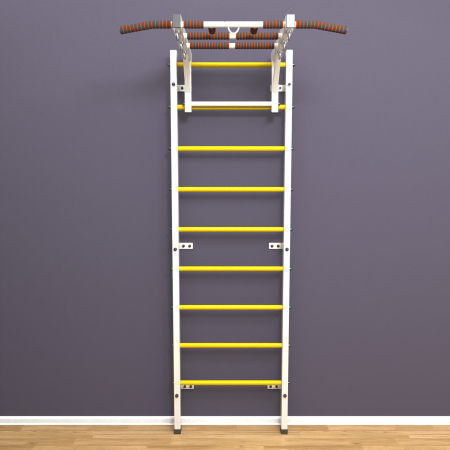 картинка Шведская стенка «LittleSport» Л Белый желтые ступени от магазина Лазалка