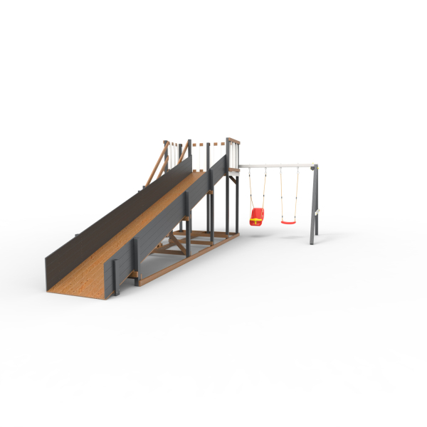 Детская площадка - деревянная горка Пикник "Зима №3" Ультра с качельной балкой