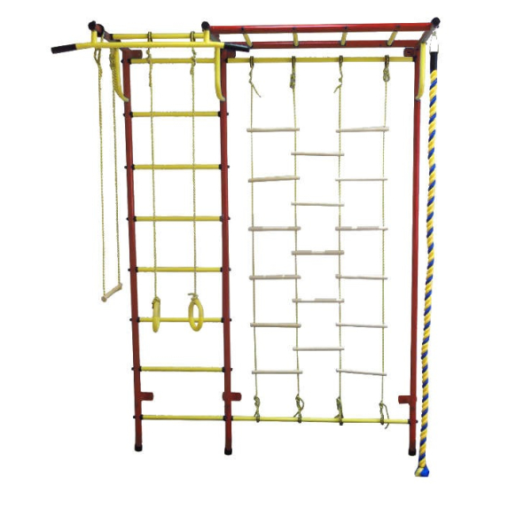 Детский спортивный комплекс ДСК "Пионер-С4Л" с комбинированной лестницей (пристеночный) красно-желтый