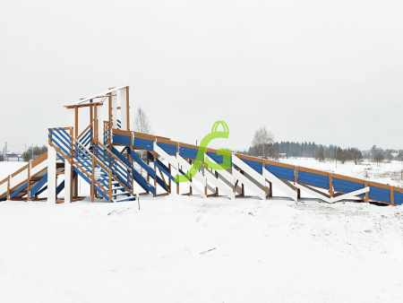 Зимняя деревянная горка "IgraGrad Snow Fox 12 м" с двумя скатами мод.4