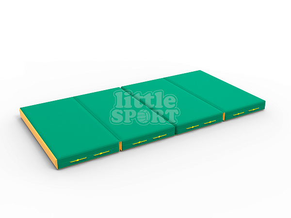 картинка Мат кожзам LittleSport (100х200х10см) складной в 4 сложения зеленый/желтый от магазина Лазалка