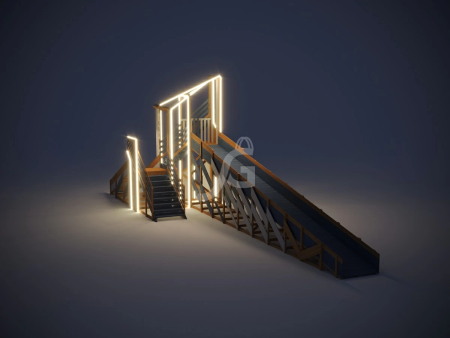 Зимняя деревянная горка "IgraGrad Snow Fox 12 м" с двумя скатами мод.4