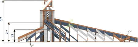 Зимняя деревянная горка "IgraGrad Snow Fox 12 м" с двумя скатами мод.4