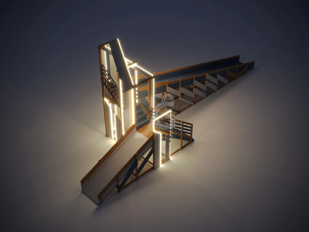 Зимняя деревянная горка "IgraGrad Snow Fox 12 м" с двумя скатами мод.4